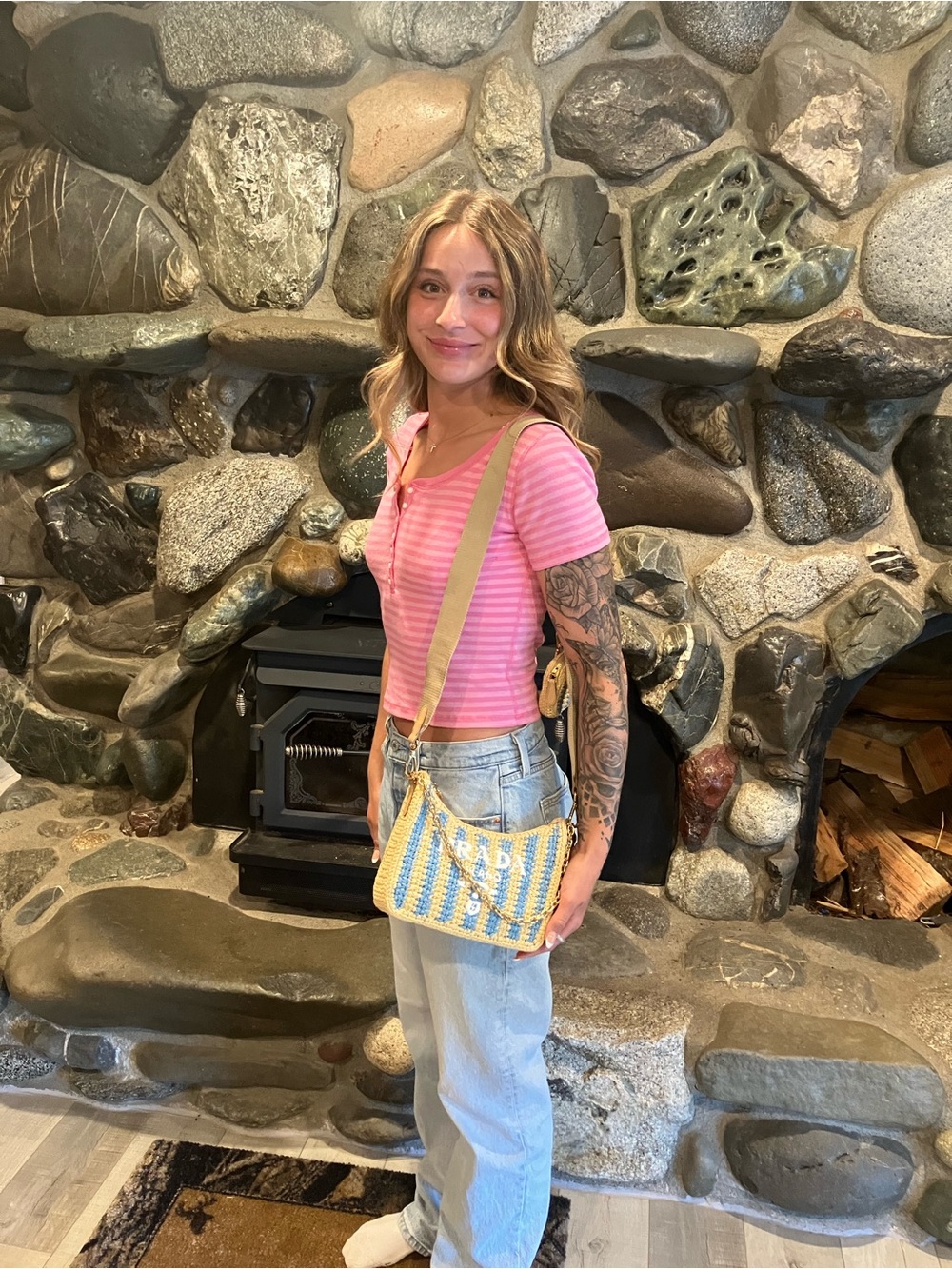Prada Raffia comes with the additional strap to wear as Crossbody gorgeous!